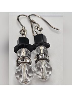 ✨2/$10✨ Snowman Crystal Earrings Holidays Studs Scarf Sterling Silver 925